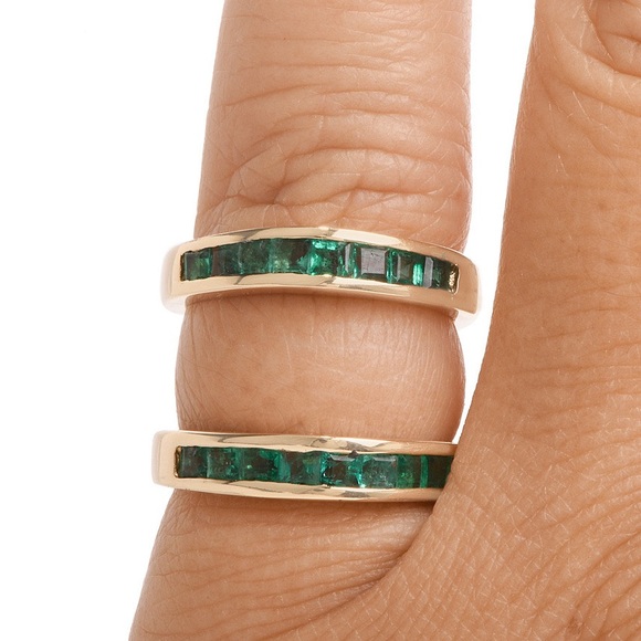 FINAL REDUCTION ‼️ Stunning 💚 Estate Emerald 14K Gold Insert Ring Guard 1.5 ct - Picture 1 of 14